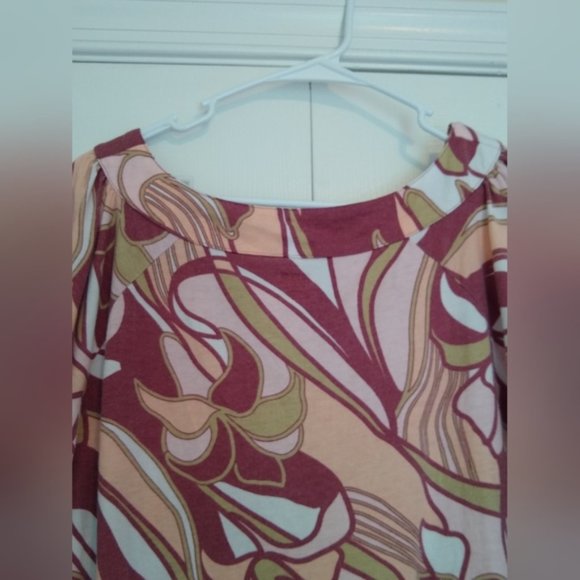 A.N.A Pink and Mauve Swirl Print Swing Short Sleeve Shirt Size 1X - Picture 2 of 8